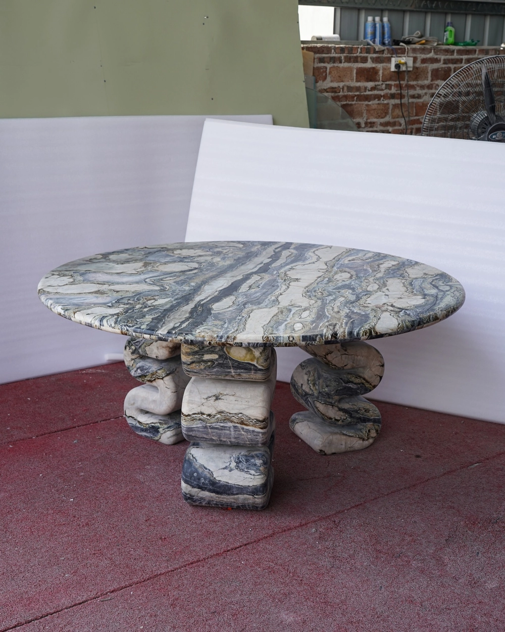 Bàn ăn mặt đá chữ nhật kích thước lớn cho biệt thự