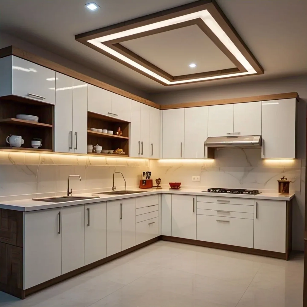 Xử lý góc chết tinh tế với thiết kế bếp chữ l góc vát