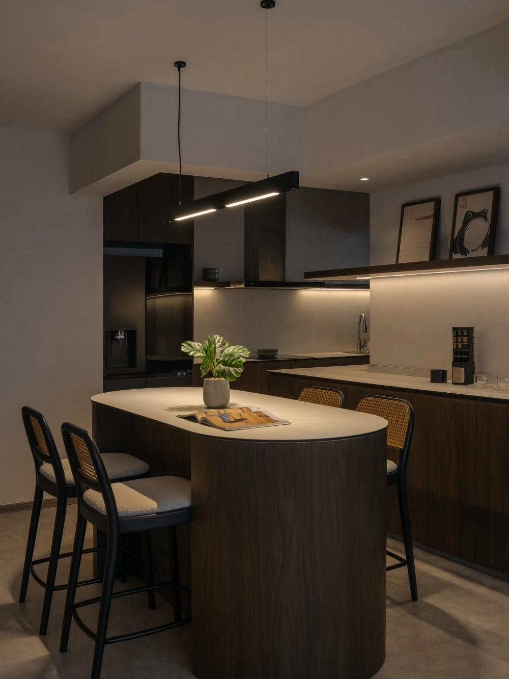 Cách bố trí sofa phòng khách liền bếp tạo lối đi rộng