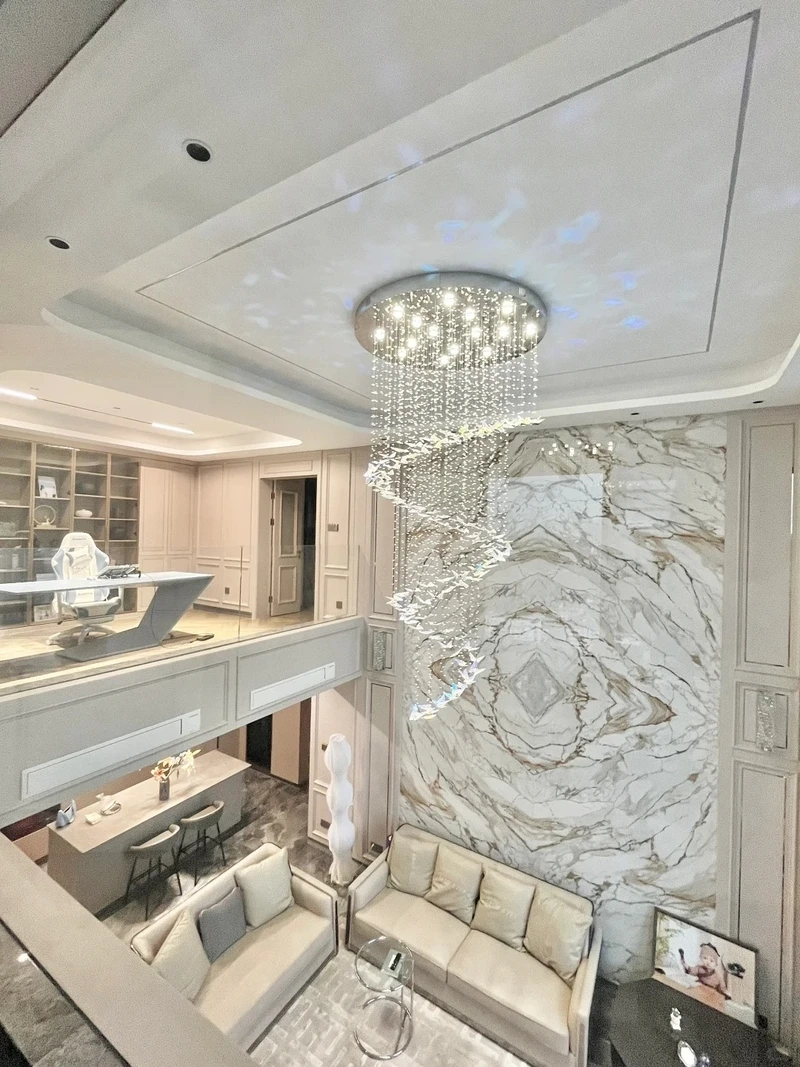 Sang trọng lấp lánh với đèn chùm phòng khách pha lê