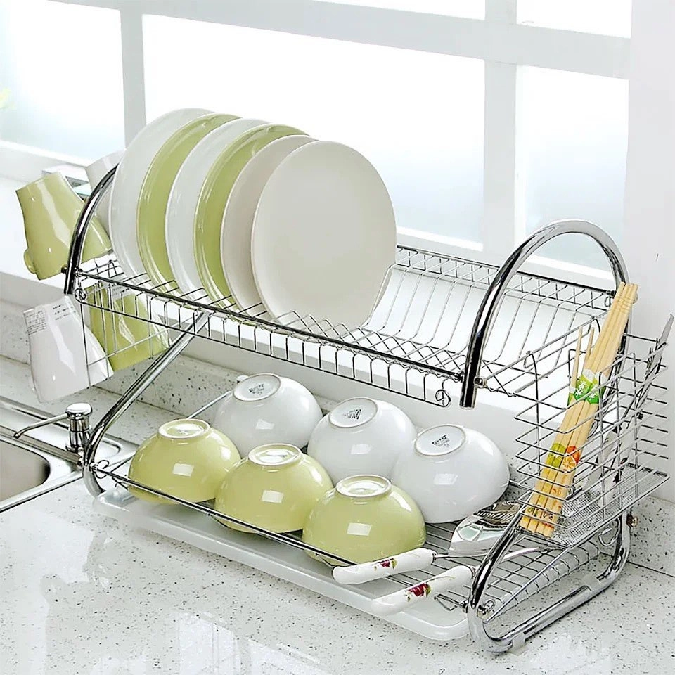 Hệ thống giá bát nâng hạ thông minh inox 304 sáng bóng