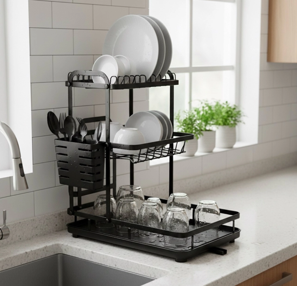 Mẫu giá bát nâng hạ thông minh inox 304 hiện đại lắp đặt trong tủ bếp trên sang trọng