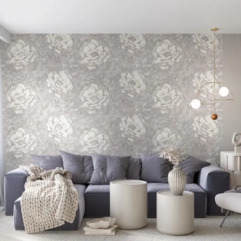 Không gian nghệ thuật với ảnh giấy dán tường trừu tượng