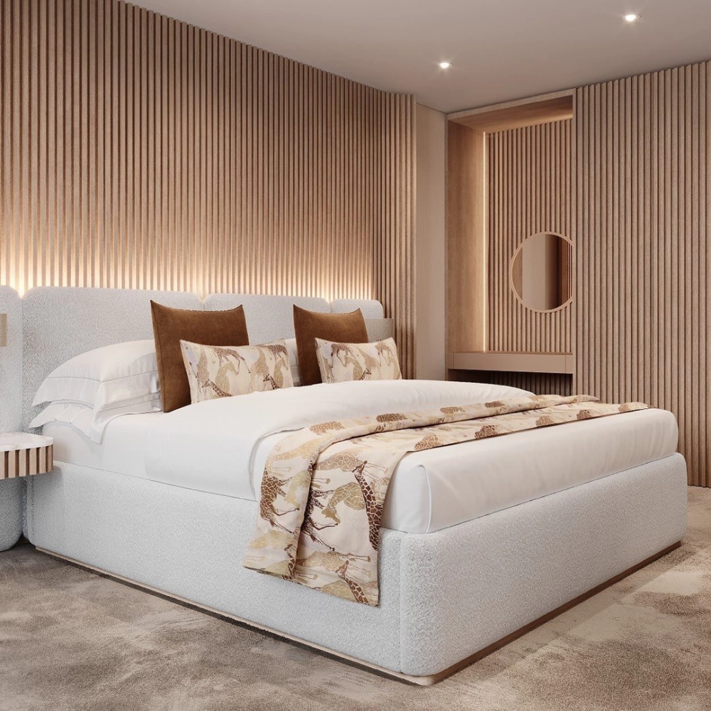 Mẫu giường ngủ đẹp gỗ tự nhiên thiết kế tối giản sang trọng