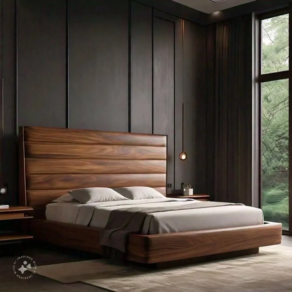 Giường ngủ gỗ màu trắng sơn bệt tinh tế