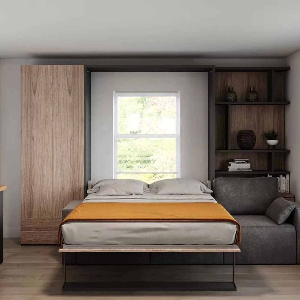 Không gian phòng ngủ nhỏ hẹp với giường thông minh gấp gọn