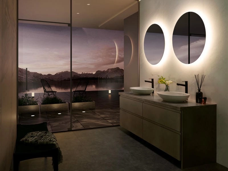 Gương nhà tắm đèn led giúp không gian thêm hiện đại