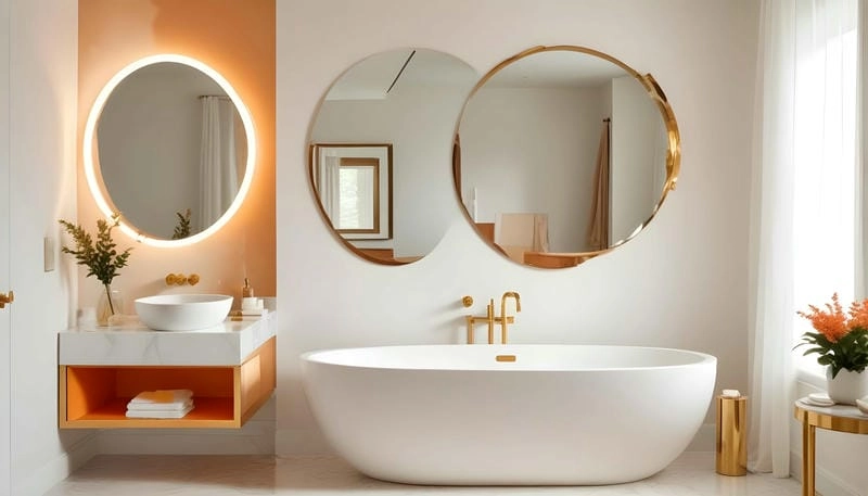 Gương lavabo cân đối bố cục phòng tắm