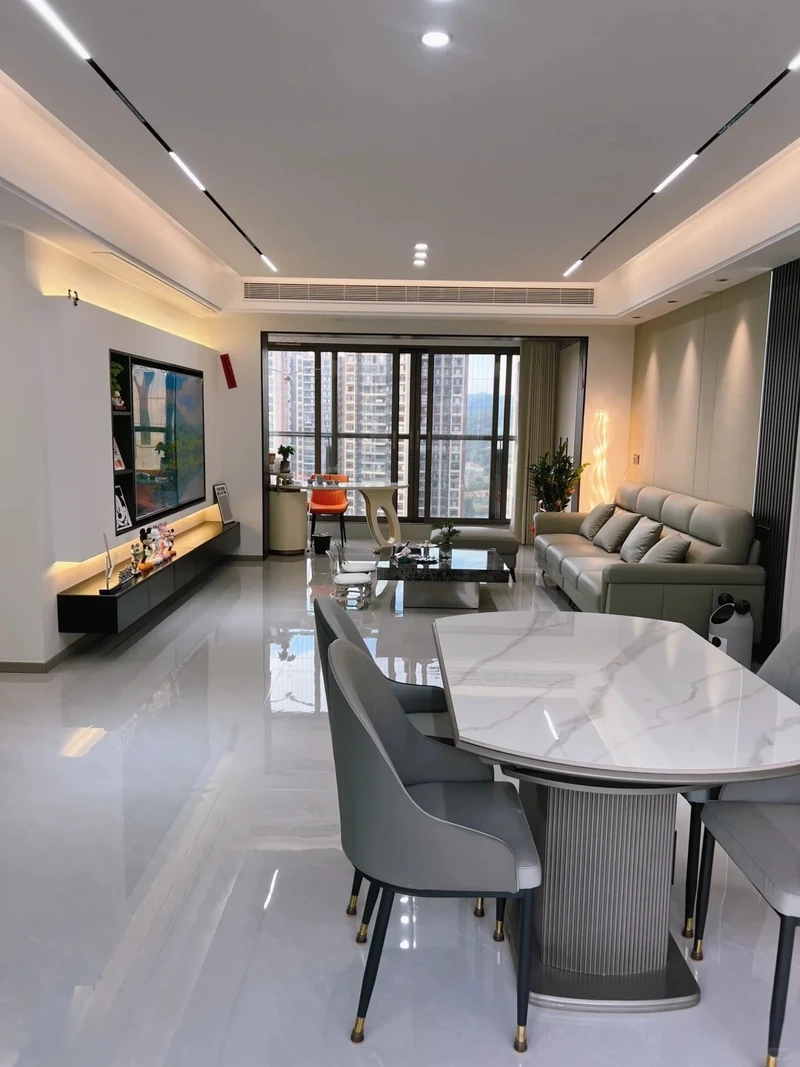 Gam màu trung tính thanh lịch phòng khách chung cư gam màu trung tính