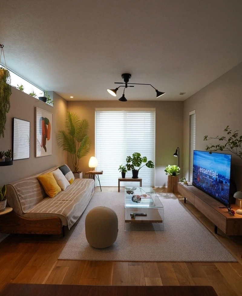 Phong cách tinh gọn phòng khách nhà ống tối giản