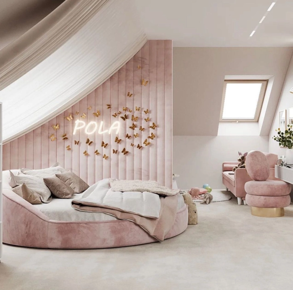 Mẫu phòng ngủ bé gái màu hồng pastel ngọt ngào