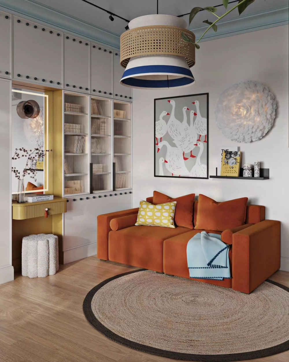 Không gian phòng ngủ bé gái màu tím mộng mơ