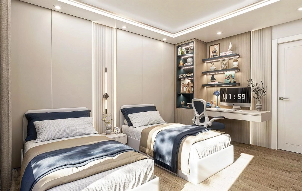 Phong cách thiết kế phòng ngủ bé trai 15 tuổi trưởng thành và tối giản