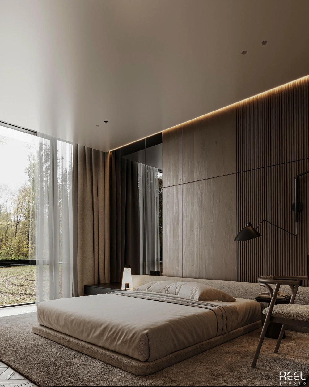 Sự tinh tế của phòng ngủ hiện đại màu trắng kết hợp ánh sáng tự nhiên