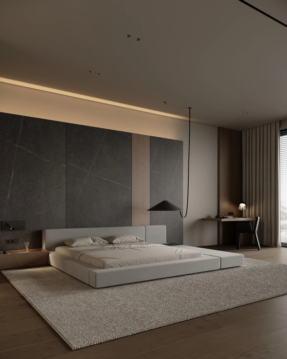 Bố trí cửa sổ lớn trong phòng ngủ hiện đại để đón nắng gió