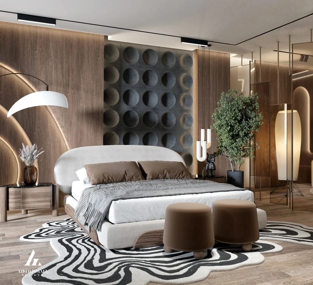 Không gian phòng ngủ master hiện đại rộng rãi đầy đủ tiện nghi