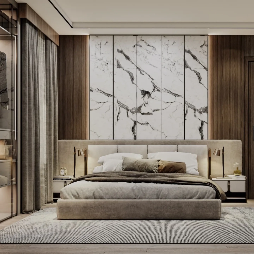 Không gian phòng ngủ master tân cổ điển sang trọng và quý phái