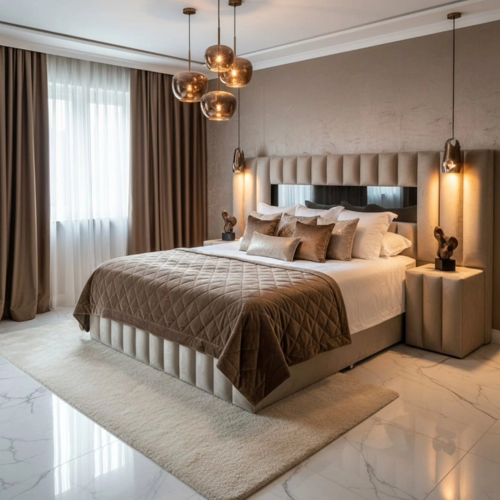 Nội thất phòng ngủ master đẹp sử dụng vật liệu gỗ tự nhiên