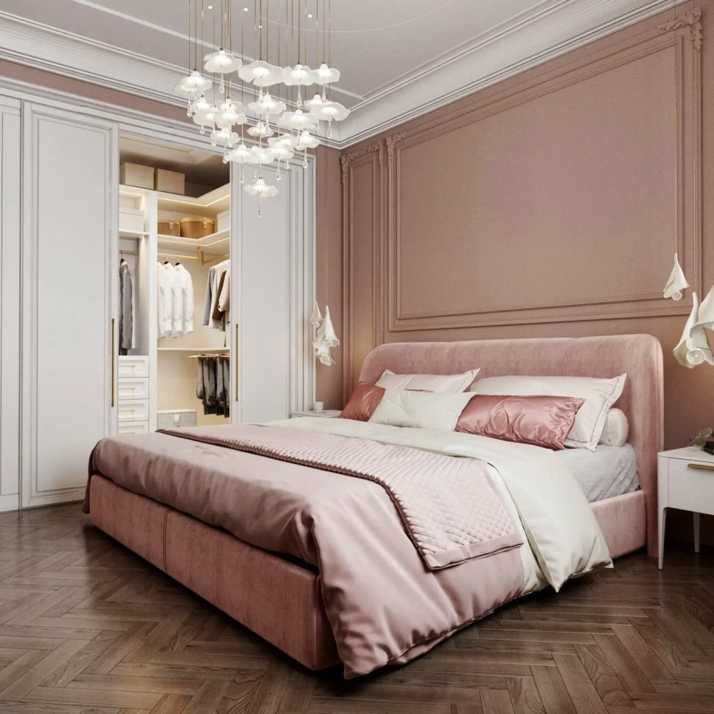 Rèm cửa màu hồng phấn tạo cảm giác thơ mộng cho căn phòng