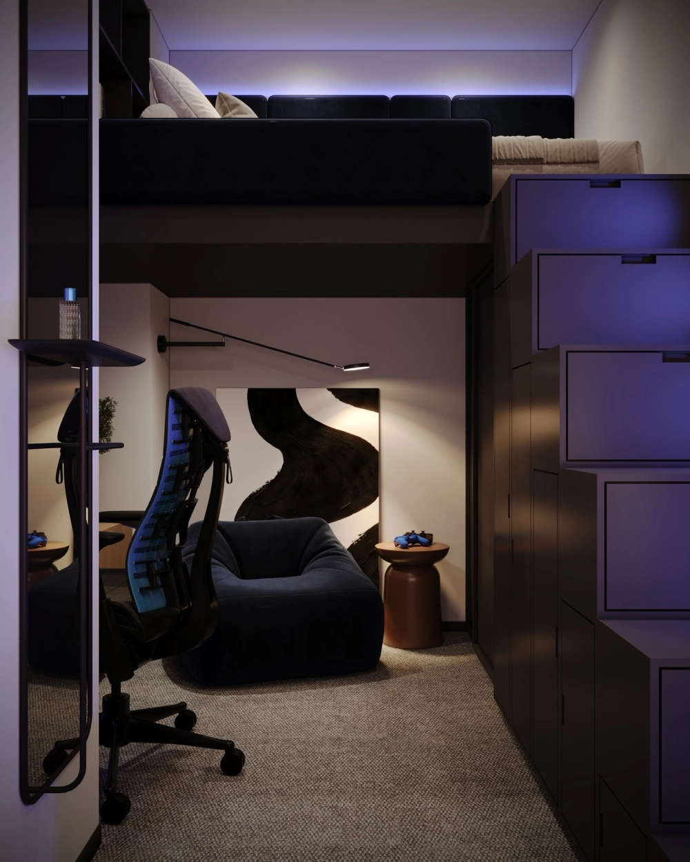 Mẫu bàn học cho phòng ngủ nhỏ thiết kế treo tường thông minh