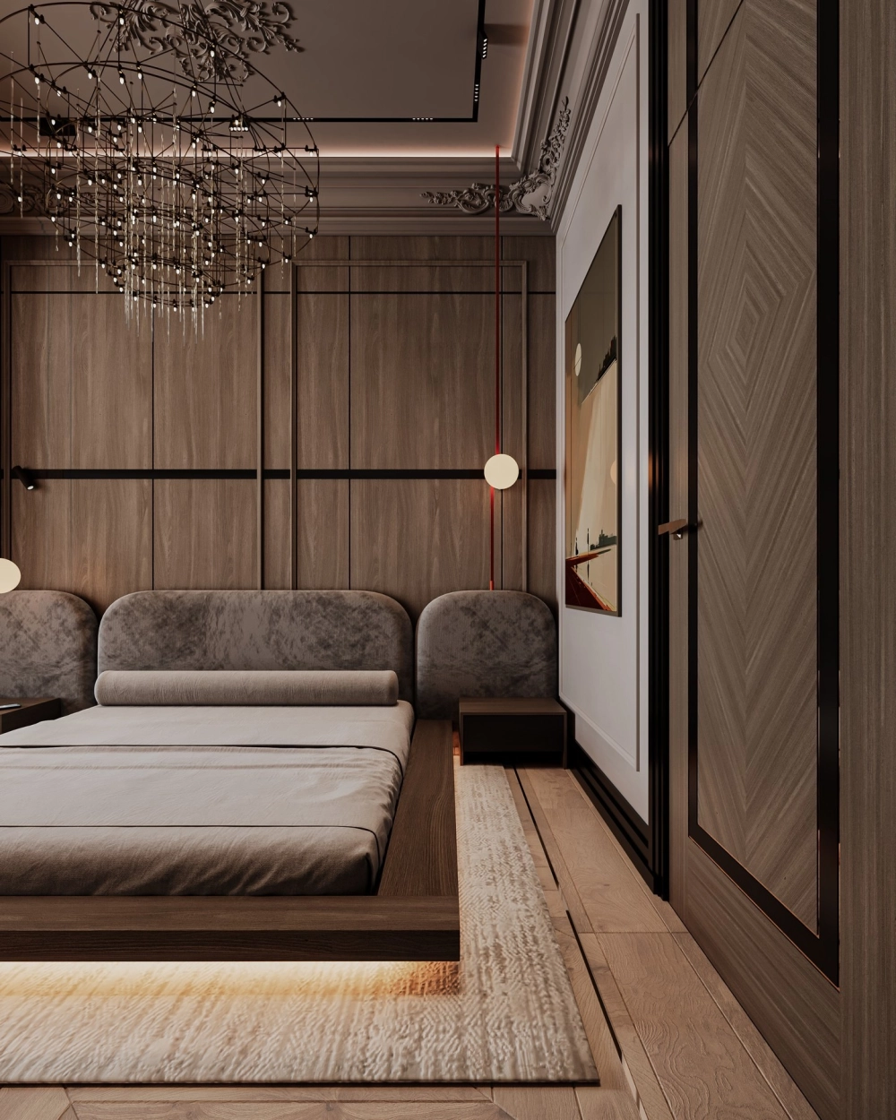 Ý tưởng thiết kế phòng ngủ tân cổ điển hiện đại tối giản chi tiết
