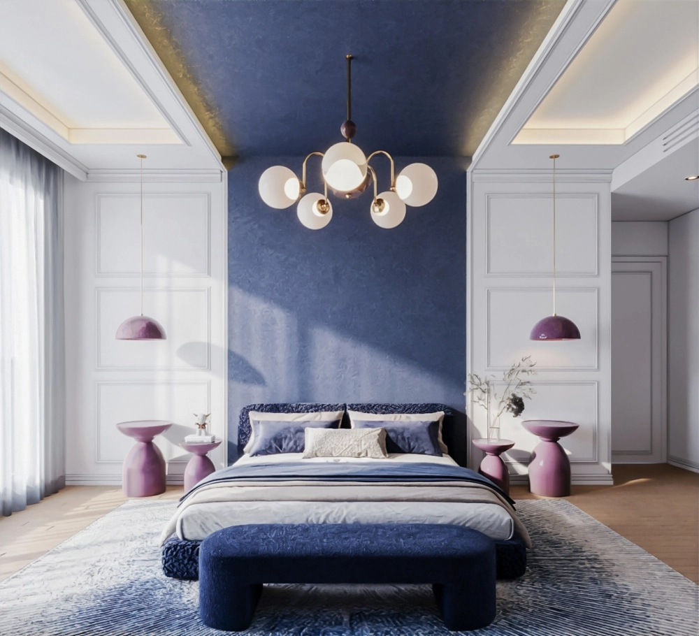 Góc bàn trang điểm tân cổ điển với gương bầu dục sang trọng