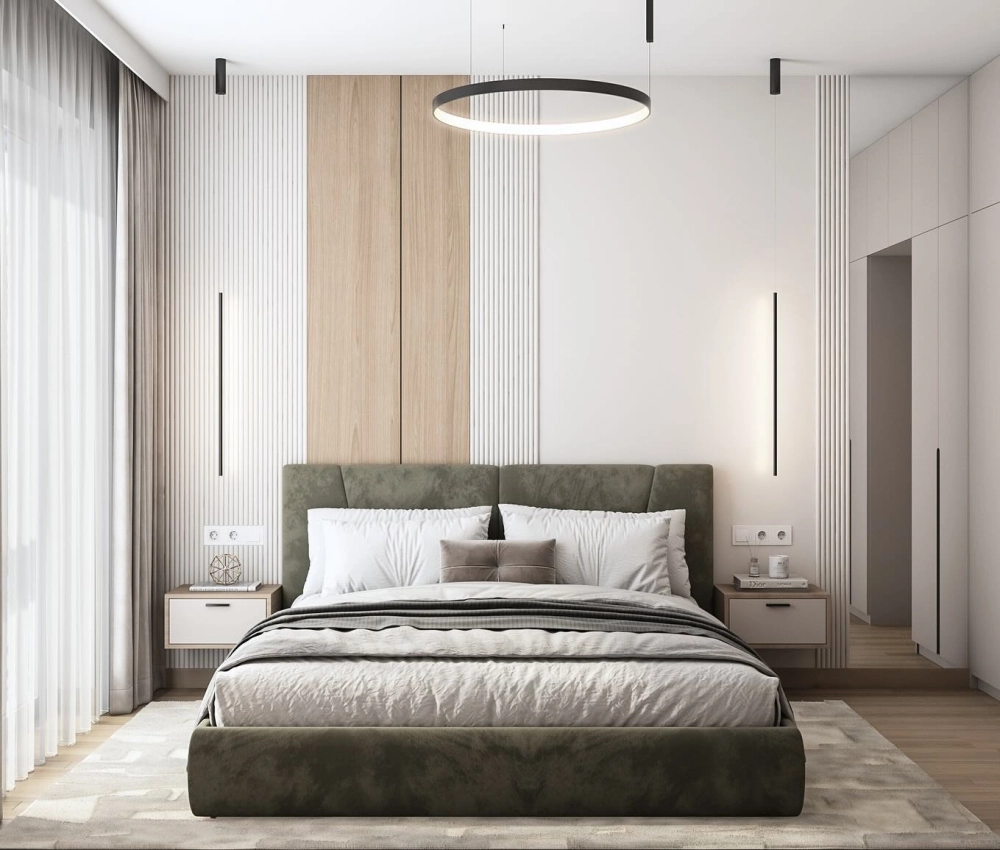 Không gian phòng ngủ vợ chồng đơn giản phong cách tối giản Nhật Bản