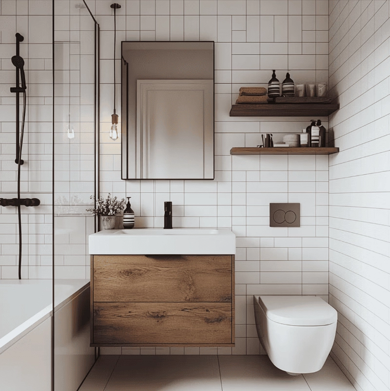 Phòng tắm nhỏ đơn giản vẫn đảm bảo thẩm mỹ