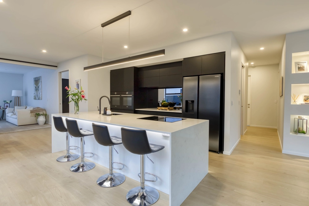 Mẫu tủ bếp acrylic chữ l đẹp giúp tối ưu hóa không gian góc bếp