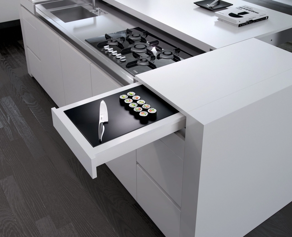 Cách bố trí tủ bếp thông minh chữ L tối ưu góc chết