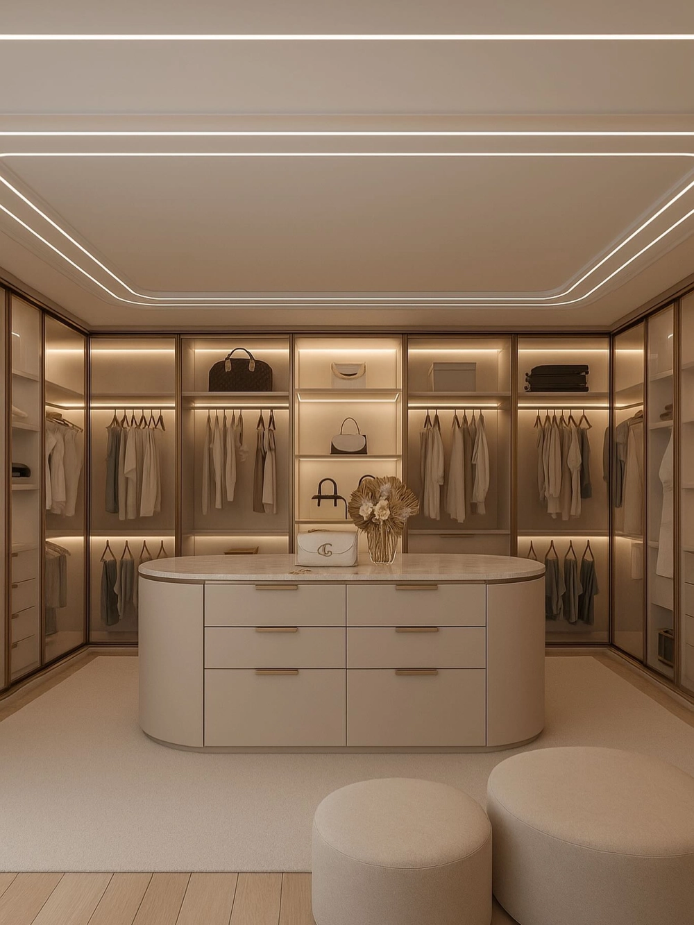 Góc nhìn cận cảnh tủ cánh kính màu khói đầy nghệ thuật và tinh tế