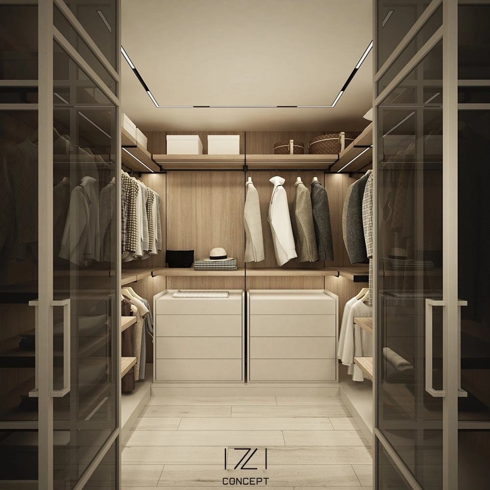 Sự độc đáo của tủ cánh kính xanh đen tạo điểm nhấn lạ mắt