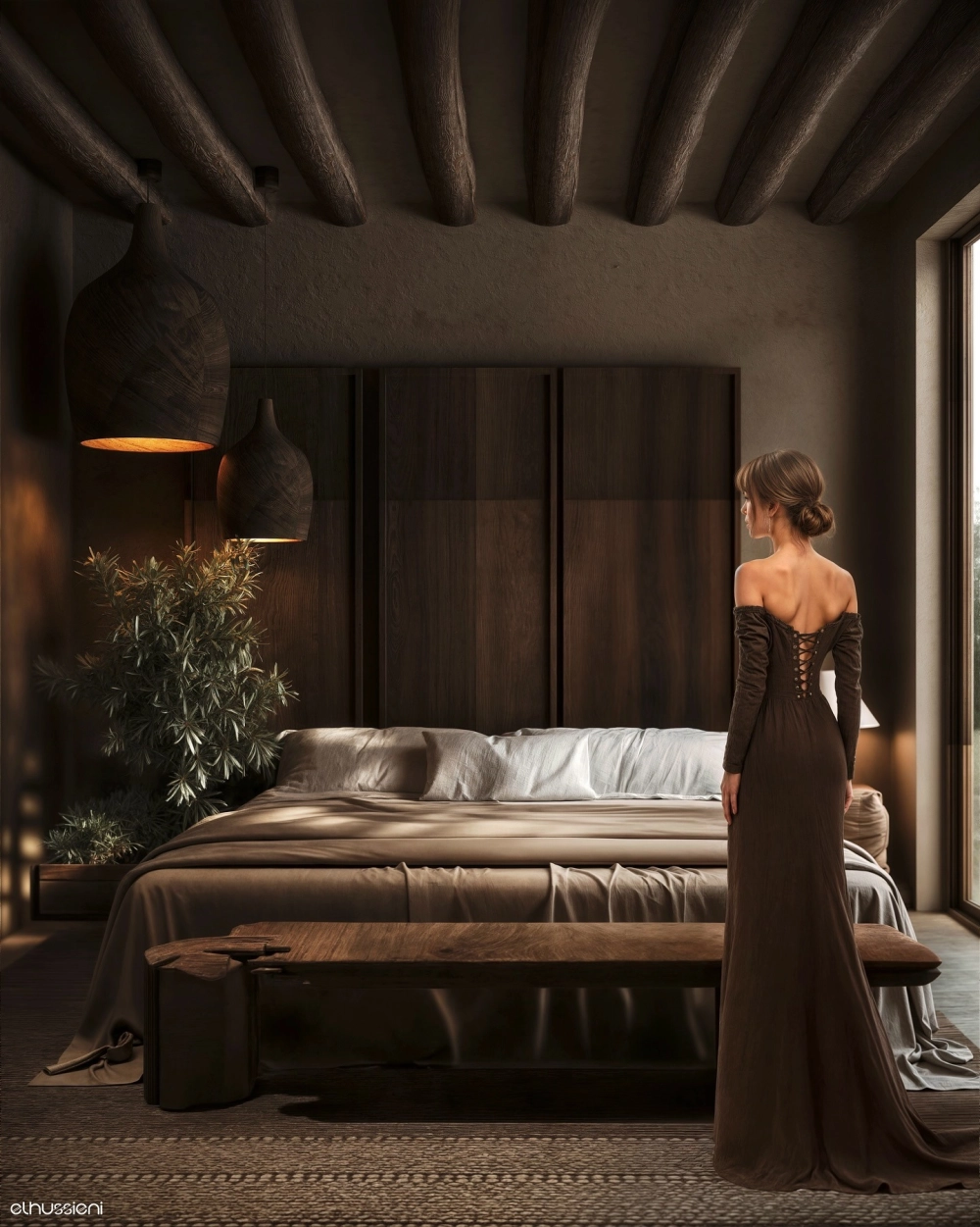 Tổng thể vách đầu giường hiện đại cho căn hộ chung cư cao cấp