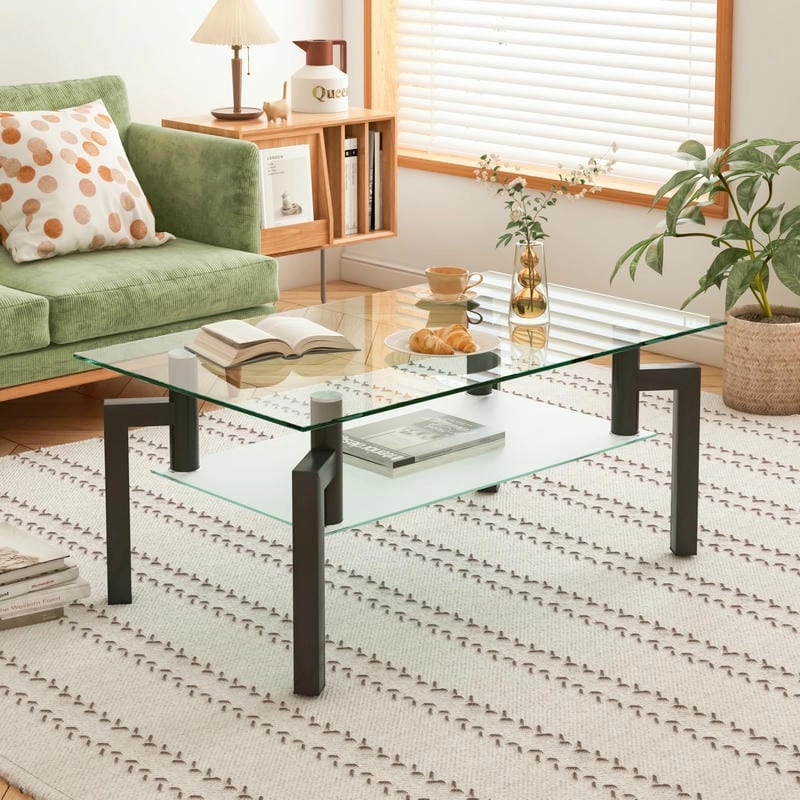 Bàn trà mặt kính phong cách hiện đại trẻ trung