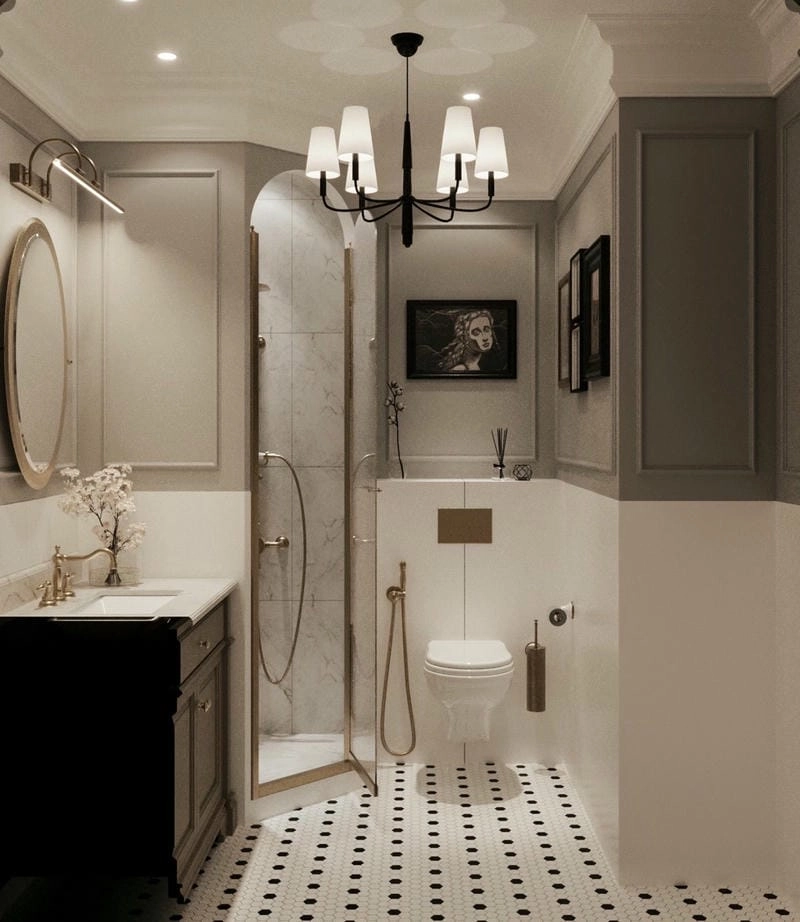 Nhà vệ sinh tân cổ điển phổ biến trong thiết kế nhà ở