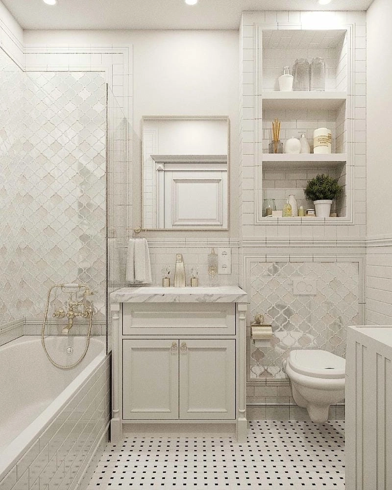 Nhà vệ sinh tân cổ điển hài hòa không gian kiến trúc