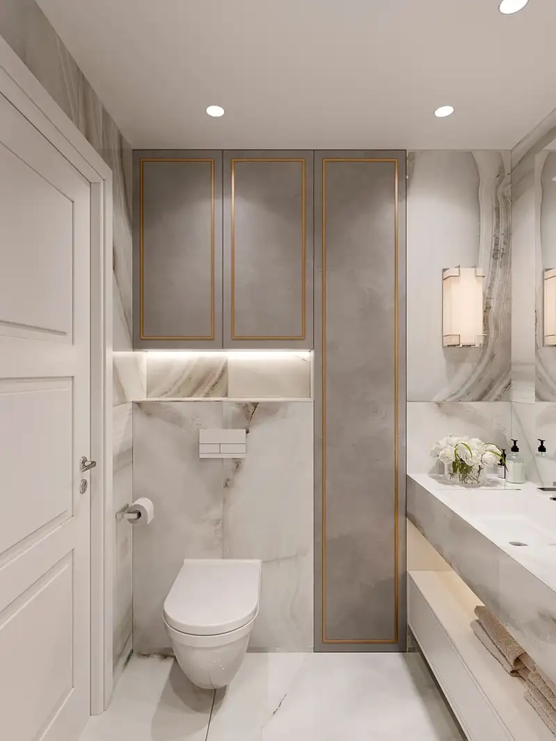 Nhà vệ sinh tân cổ điển tinh tế tạo cảm giác thư giãn