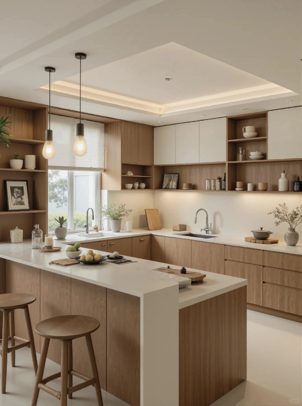 Đảo bếp quầy bar tích hợp ngăn chứa rượu