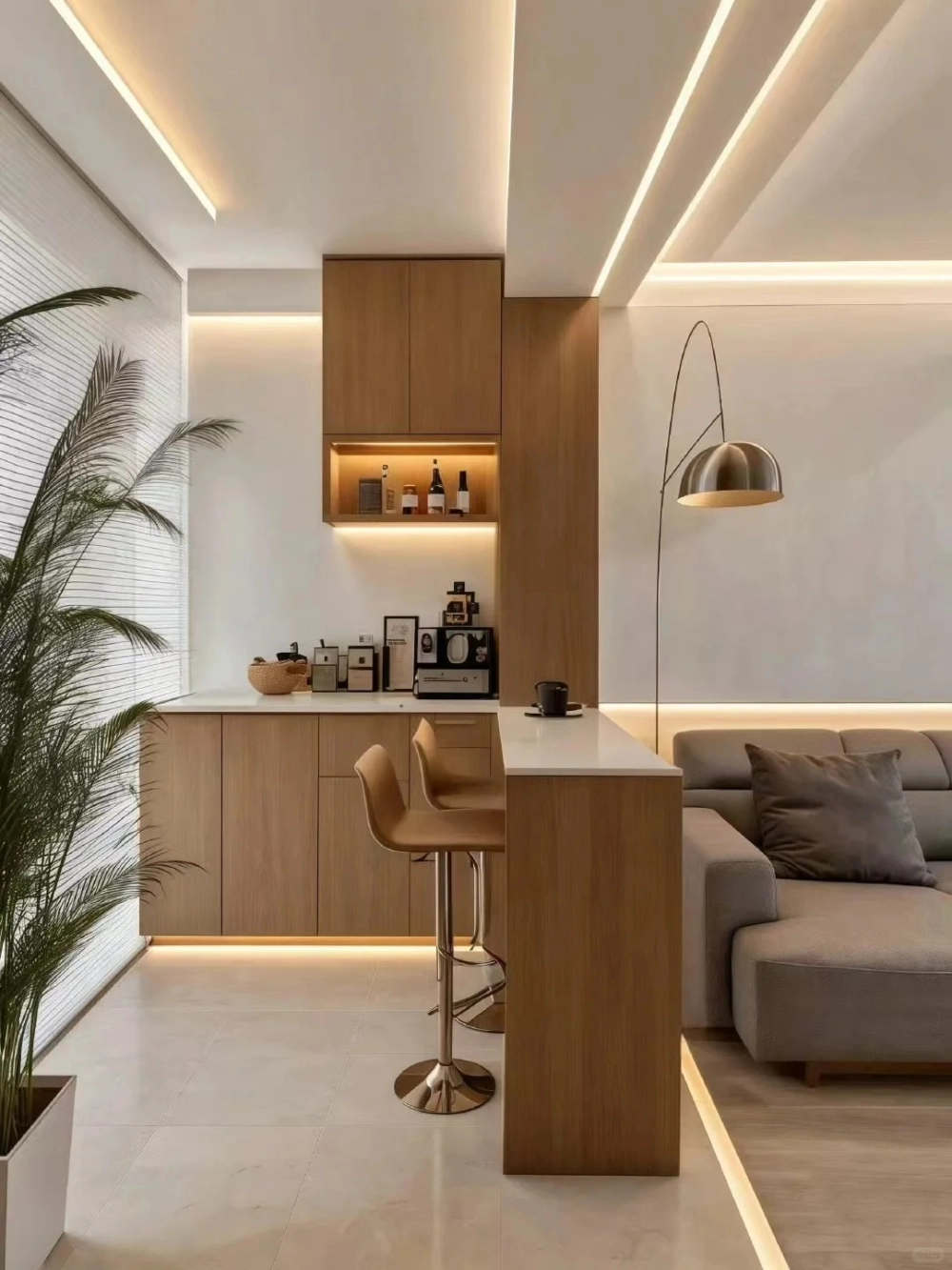 Cách bố trí ghế bar cho đảo bếp diện tích hạn chế